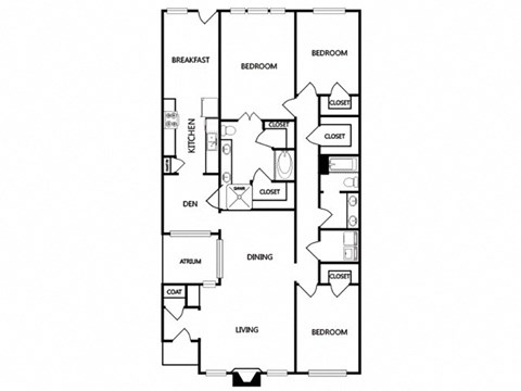 a floor plan of a house with bedrooms and a living room